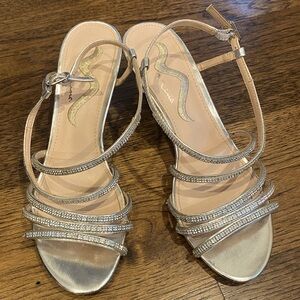 Nina Silver Wedge Strappy Dress Shoes